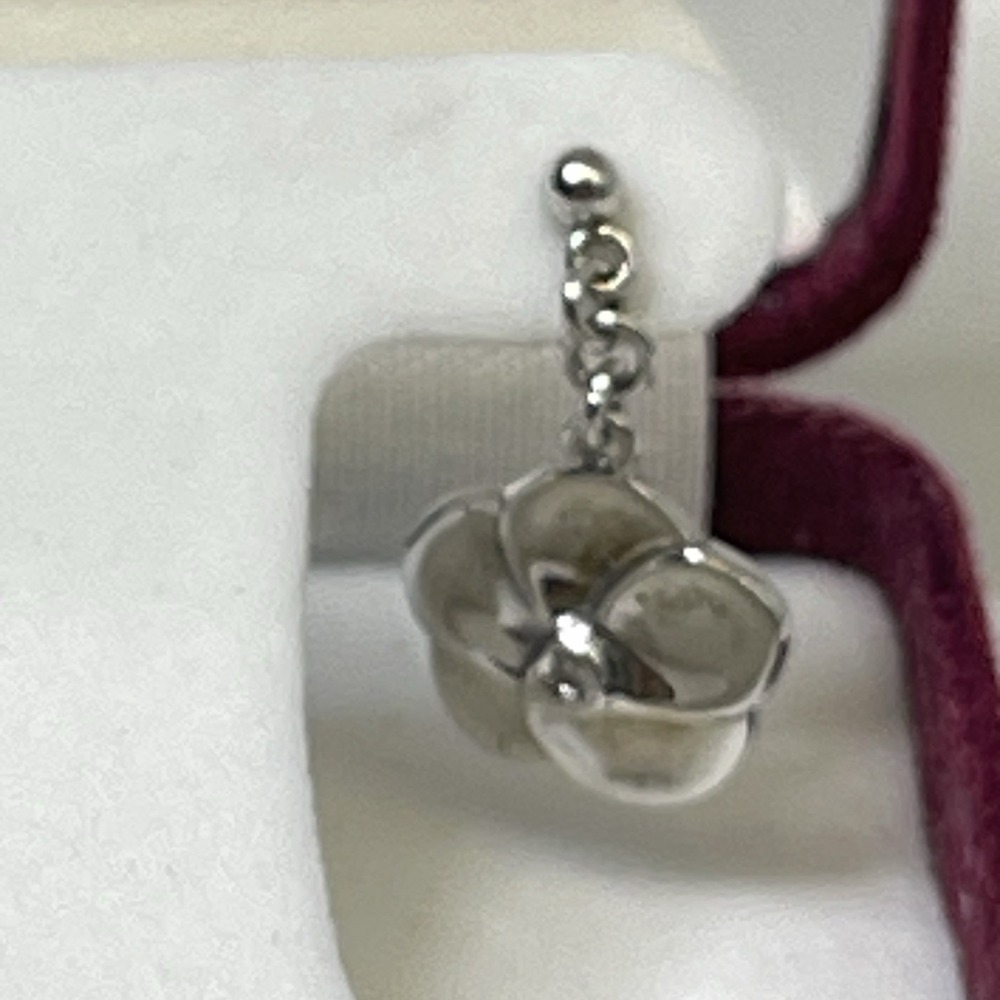 Sterling Silver‎ 925 Flower Jewelry Set Necklace Earrings Diamond Center Gift - Picture 6 of 11